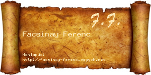 Facsinay Ferenc névjegykártya